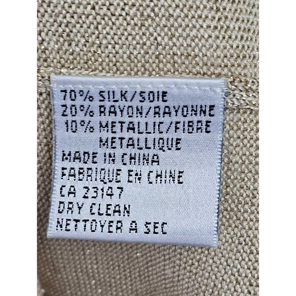 Talbots Petites Women's Top Medium Gold Glitter Mock Neck Vintage Silk Shirt - Picture 6 of 9